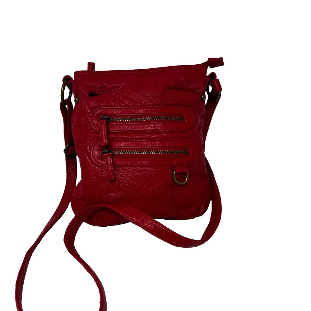 Ampere Creations Willa Red Crossbody Soft Vegan Leather Bag Zip Closure